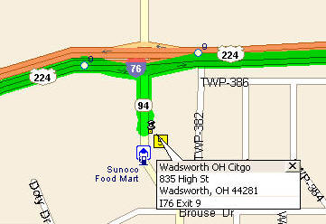 Map of Mandatory Wadsworth OH Stop