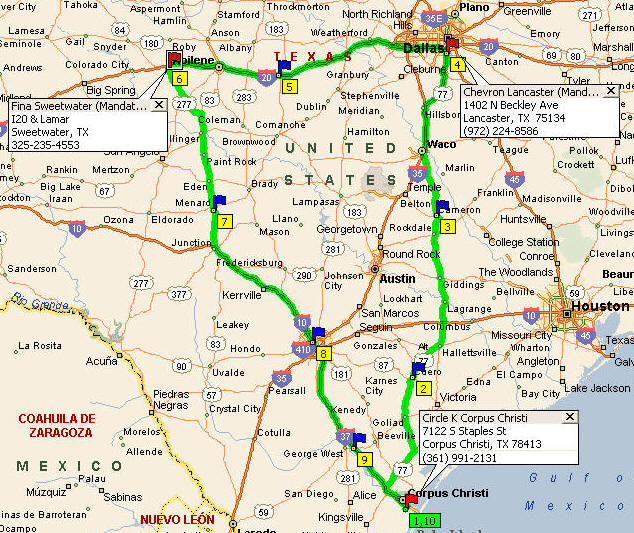 Click here for Corpus Christi Route Map