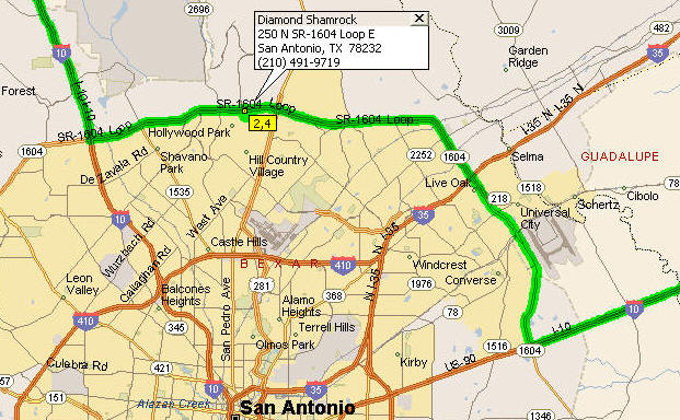 Map of TX1604 bypass of San Antonio