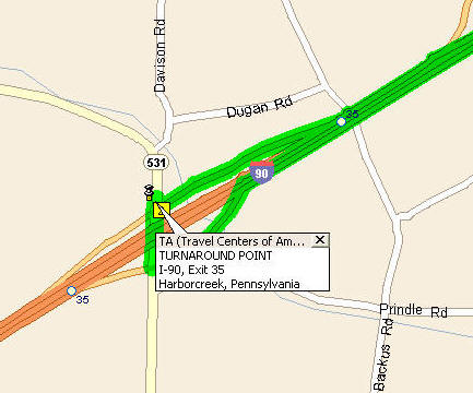 Map of Mandatory Harborcreek PA Stop