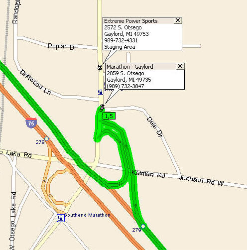 Map of Gaylord, Michigan Start/Finish