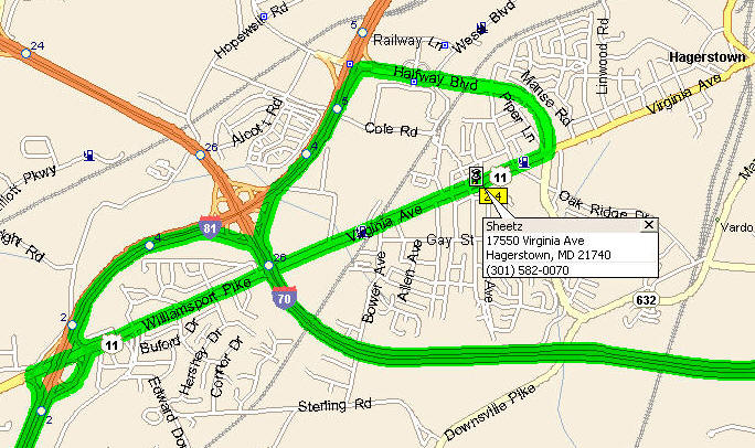 Map of Hagerstown Mandatory Stop