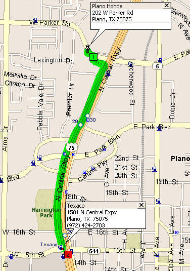 Map of Plano Start/Finish